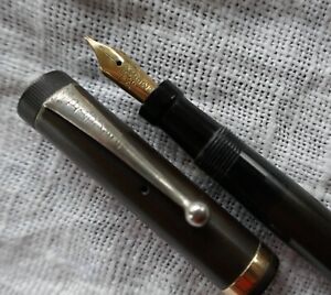 Vtg Parker DQ Lucky Curve BHR Black Hard Rubber Fountain Pen Flex Nib -UNRESTOED