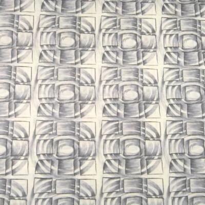 Artful Geometric in Gray, Ivory and Black, A Marcus Brothers Cotton, Per 1/2 Yd - Image 1 of 3