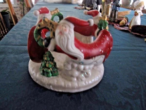 Christmas Flying Santa Claus Circle Votive Candle Holder - Picture 1 of 5