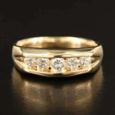 Breathtaking! Solid 14K Yellow Gold 0.80 CTW Diamond Channel Band 8.4 Gram's  - Image 1 of 4