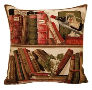 BIBLIOTHEK BIBLIOTHEK & WEIN SERIE BELGISCHER GOBELIN KISSENBEZUG 18" X 18" 1759 - Bild 1 von 6