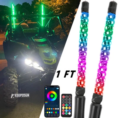 Luces látigo LED RGB multicolor persecución espiral para Yamaha YXZ1000R Viking 2x 1 ft Foto 1 de 4
