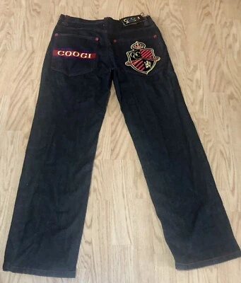 Pantalones de mezclilla para hombre Coogi Australia 34X32 bordados negros/rojos nuevos con etiquetas Foto 1 de 4