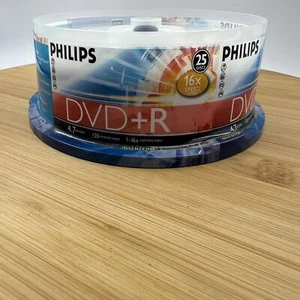 Philips DVD+R 120 Mins 4.7GB 16X Speed Recordable Blank Discs 25 Pack SEALED - Picture 1 of 6