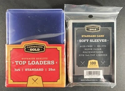 Cardboard Gold Top Loaders 3x4 Standard + Penny Sleeves 25 50 100 200 500 1000