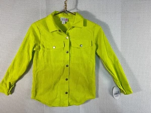 NWT Colorful Planet Teen Button Up Cord Shacket Bright Green/Yellow 7/8 - Picture 1 of 8