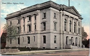 UT Unused 1910s Postcard Post Office Ogden Utah People Building View - Picture 1 of 2
