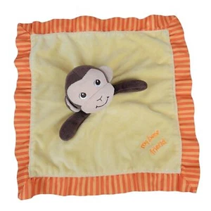 Baby Lovey Monkey Plush Satin Back Comfort Security Blanket Best Friend Yellow - Picture 1 of 9