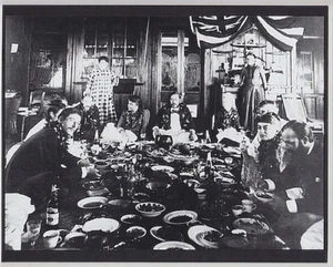 1880's ROYAL LUAU WITH KING KALAKAUA AND ROBERT LEWIS STEPHENSON 8X10" ON MAT - Picture 1 of 1