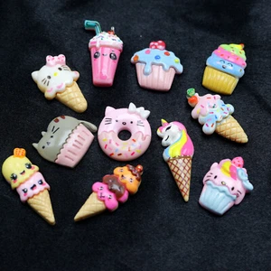 20pcs Flatback Resin Cute Cartoon Candy Sweet Ice-cream Donut Flatback Cabochon - Picture 1 of 11