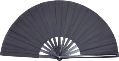 Ventilador Rave de Mano Plegable Grande para Hombres Mujeres Ventiladores de Mano Plegables Negro Bambú Foto 1 de 4