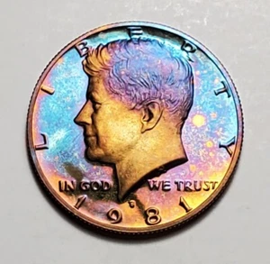 TONED 1981 S KENNEDY HALF DOLLAR PROOF UNC #C3987 - Picture 1 of 2