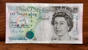 England 5 Pounds (1990-1991) Sig. Gill QEII P-382a - Picture 1 of 2