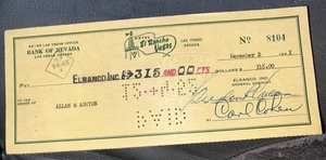 El Rancho Vegas To Allan & Ashton Actress Endorsed In Ink Las Vegas Nevada 1952 - Picture 1 of 2