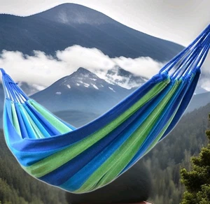 2- Person Cotton Hammock For Indoors Or Outdoors With Storage Bag - Picture 1 of 2