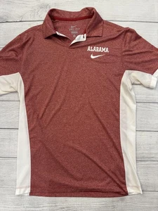 Alabama Crimson Tide Shirt Mens Medium Red White NCAA Football Nike Dri-FIT Polo - Picture 1 of 7