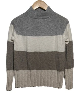 Suéter Kinross Rayas Cachemira Manga Acanalada Crema Beige Gris Talla Pequeña Pequeño Foto 1 de 4