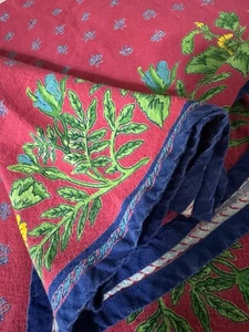 Williams Sonoma Tablecloth 87" Round Provence French Country Cotton Burgandy - Picture 1 of 7