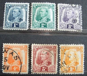 SARAWAK 1932 SG91 onwards mint & used group of 6 clean stamps as per scan. - Picture 1 of 1