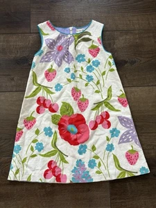 Mini Boden Girls Dress 4-5 Year Linen Cotton Floral Strawberry Print - Picture 1 of 5