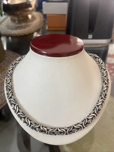 "Collar bizantino de plata de ley 925 de 8 mm/18"" de largo/164 gramos" - Imagen 1 de 5
