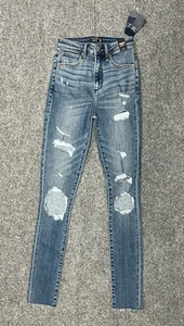 Abercrombie & Fitch High Rise Super Skinny Jeans 24/00 Blue Distressed A&F  - Picture 1 of 6