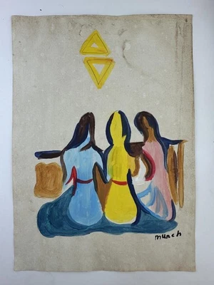 Pintura artística Edvard Munch certificado de autenticidad dibujo original papel vintage firmado Foto 1 de 3