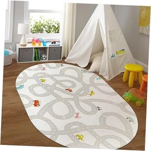 Kids Rug for Playroom Washable Road Rug for Kids Bedroom, Non-Slip 5'x7' Grey - Picture 1 of 8