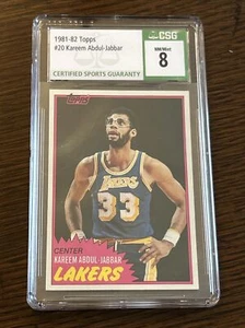 1981-82 TOPPS KAREEM ABDUL JABBAR #20 CSG CGC NM/MINT PERFECT CENTERING!! SHARP! - Picture 1 of 2