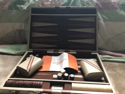 Vintage Ivory/Tan Cambor Backgammon  Set. Strategy Game Complete - Image 1 of 4