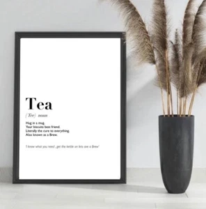 Tea Print Funny Definition Poster Humour Wall Art Coffee Kitchen Decor Gift - Picture 1 of 5