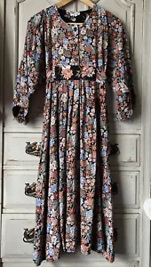Vintage 1970s/80s Homemade Floral Peasant Smock Dress UK12 - Picture 1 of 7