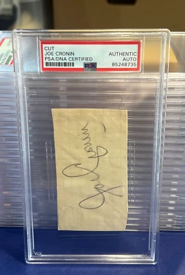 Joe Cronin Signed 2x4 Index Card Cut HOF Boston Red Sox PSA COA - Image 1 of 3