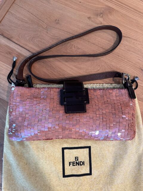 Fendi Sequined Baguette Pink in Polyester with Silver-tone - US