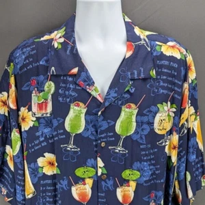 Big Dogs Men's Hawaiian Shirt Size XL Rayon Cocktails Drinks Recipes Beach - Picture 1 of 8