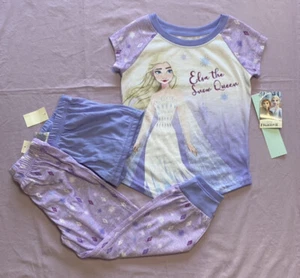 Disney Frozen 2 Elsa Pajama 3 Pc Set Short Sleeve Top and Bottoms Purple Size XS - Picture 1 of 5