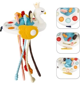 Baby Sensory Montessori Toy for 6-12-18 Months, Pull String Silicone Teething  - Picture 1 of 9