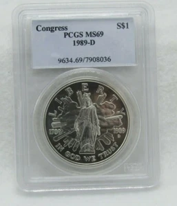 1989-D US Dollar PCGS MS69 Congress - Picture 1 of 4
