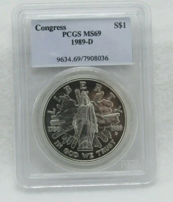 1989-D US Dollar PCGS MS69 Congress - Image 1 of 4
