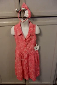BTWEEN Pink Floral sleeveless rayon shirt dress w matching headband Girls 8 NWT - Picture 1 of 7