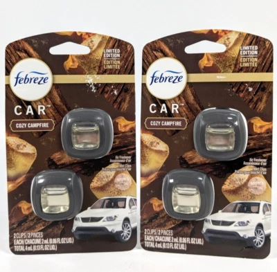 Febreze Car Cozy Campfire Scented Auto Vent Clip Air Freshener 2 Packs of 2  - Image 1 of 2
