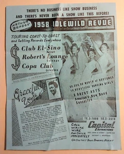Rare Original Handbill/Flyer ~ Arthur Bragg's 1958 Idlewild Review - Picture 1 of 2