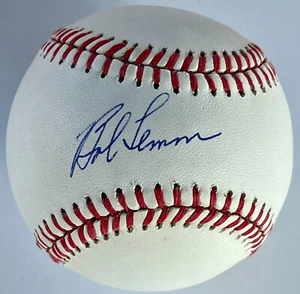 Bob Lemon (Indians) signed Rawlings A.L. baseball (Brown)-JSA letter - Picture 1 of 3