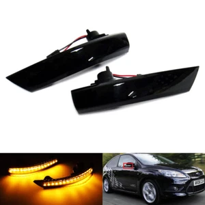 2x Specchio Retrovisore Laterale Nero Indicatore LED Luce di segnalazione per Ford Focus II III Mondeo IV - Foto 1 di 10