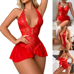 Red-Women-Sexy-Sleepwear-Lingerie-Lace-Underwear-Babydoll-Teddy-Bodysuit-Gift - Picture 1 of 137