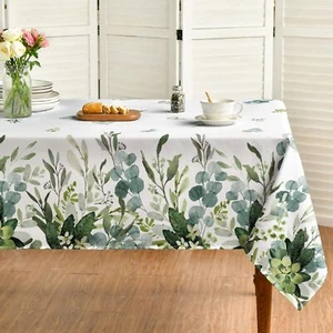 Spring Summer Tablecloth 60x84 Inch Rectangular Eucalyptus Floral Table Cover Fo - Picture 1 of 6
