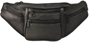 FANNY PACK GENUINE SOFT LAMBSKIN LEATHER  WITH 6 ZIPPER  COMPARTMENTS 48" WAIST - Picture 1 of 2