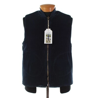 Chaleco reversible M. Singer nuevo con etiquetas 100 % algodón cremallera completa talla XL en azul liso Foto 1 de 4