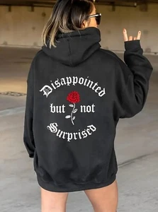 Women's Custom Printed Disappointed But Not Surprised Hoodie Medium Sized - Picture 1 of 7