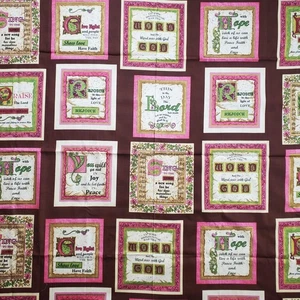 Panel de tela artesanal acolchado refranes religiosos clásicos algodón 43" x 44,5" - Imagen 1 de 6